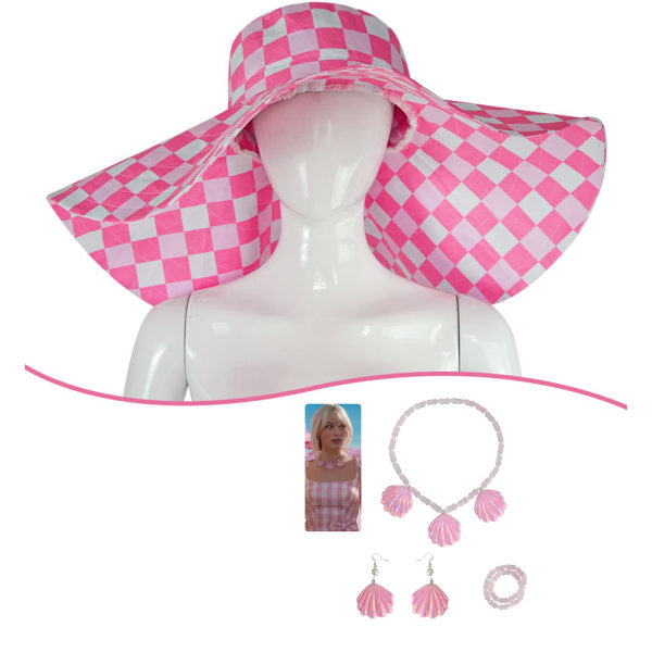 Barbies Costume for Women Girls - Exquisite and Retro Pink Hat, Necklace, Bracelet, Earrings and Hea