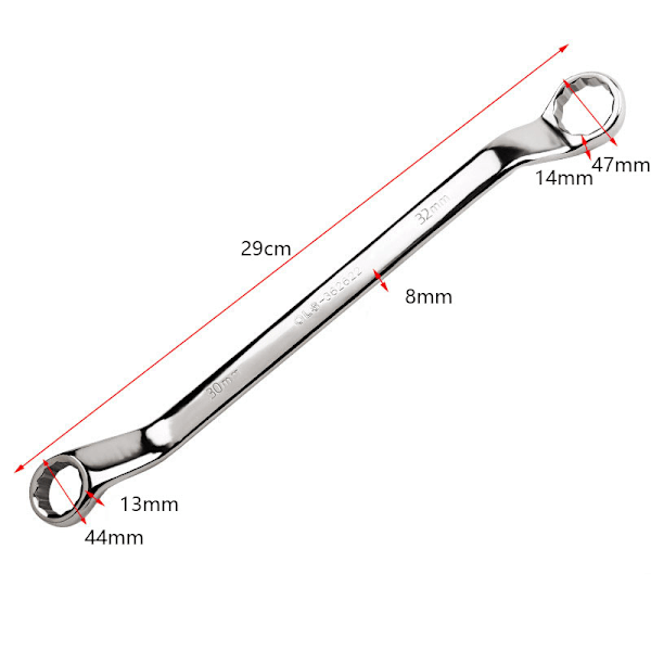 30 mm x 32 mm metrisk forskudt dobbelt gaffelnøgle højt kulstofstål forkromet
