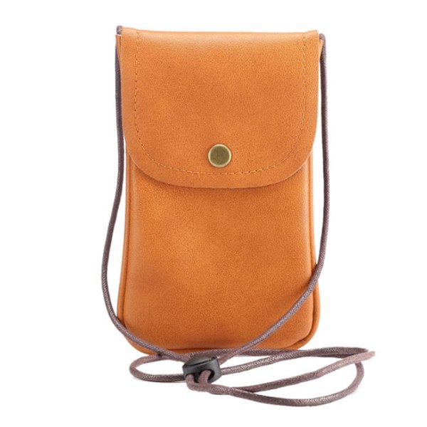 Mini Phone Bag with Card Slot, Shoulder Bag Brown