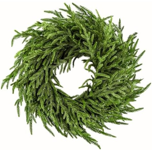 24 Tommer Garland til Fordør, Ægte Touch Norfolk Pine Garland, Kunstig Grøn Garland, Grønne Blade Livagtig Garland