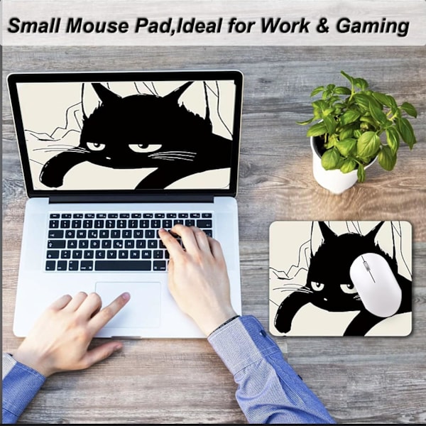 Musemåtte Lille Musemåtte 26 x 21 cm Sød Kat Musemåtte Skrivebordsmåtte med Skridsikker Gummibase, Kawaii Anime Laptop Computermusemåtte Skrivebordsmåtte til Gaming Wo