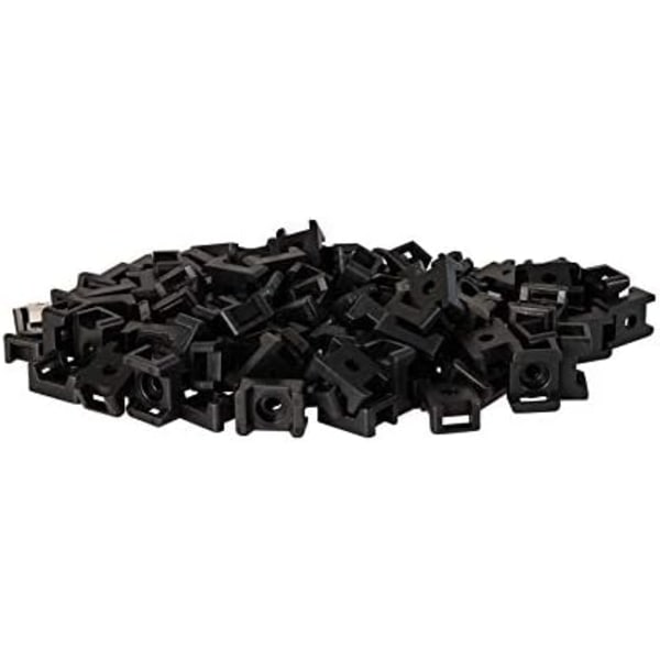 100 stk. Sorte Kabelbinderbaser - 4 mm (M4) Skruehul - Saddel Kabelbinderbeslag
