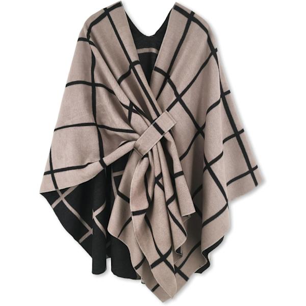 Dame Shawl Wrap Poncho Åben Front Cardigan Shawls til Efterår Vinter