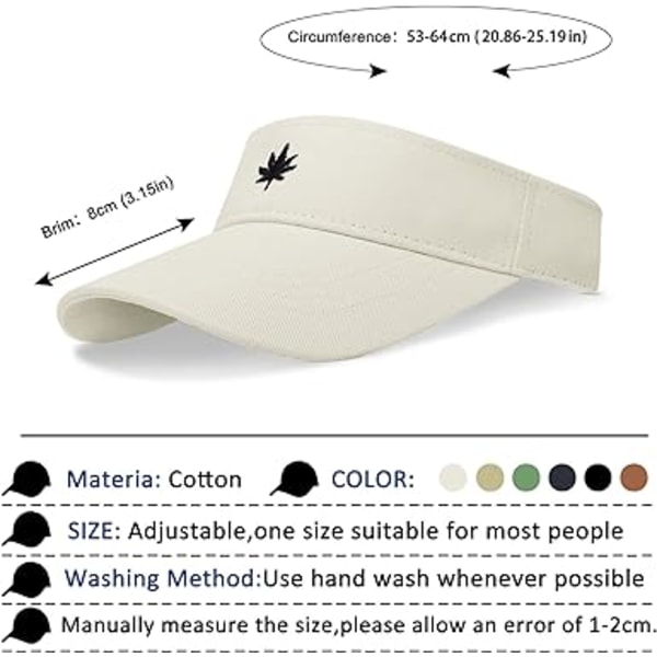 Kvinnors solhatt - Unisex visirkeps, justerbar lönnblad broderi