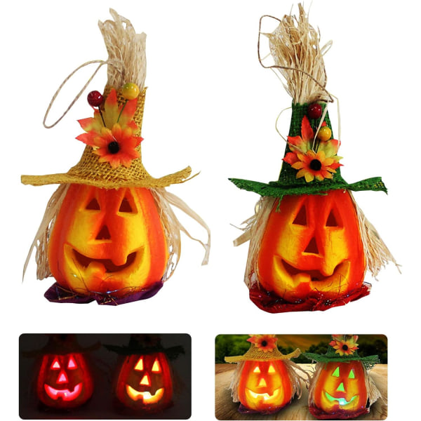 2 st Halloween pumpa lyktor i skum Jack-o'-lantern