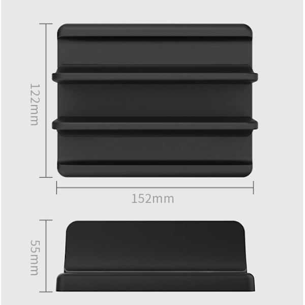 1 stk. 4 i 1 Vertikal Laptop Stativ, 2 Pladser til MacBook/iPad/PC op til Inch - Sort