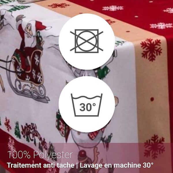 Villages de Provence - Anti-fläckig rektangulär julduk - Röd vit - 300x150 cm - Jul släp