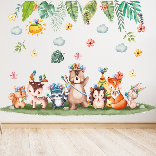 Jungle Dyr Wall Stickers Giraf Elefant Munk