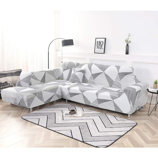 (3 Paikkaa + 3 Paikkaa) L-Muotoinen Kulmasohvan Päällinen, 2 Kpl Venyvä Sec