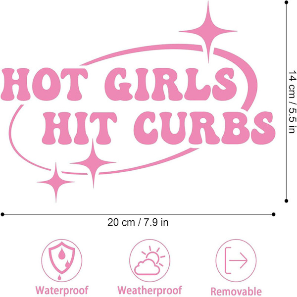 Bildekaler, HOT GIRLS HIT CURBS Bildekal, Morsomme Bildekaler for Moteriktige Kvinnelige Førere, Wea