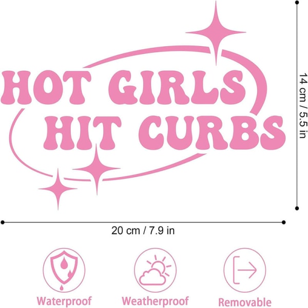 (Pink) Bilsticker, HOT Girls HIT CURBS Bilsticker, Sjov Bilsticker