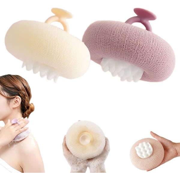 2PCS  Super Soft Bath Sponge Flower, 2-in-1 Suction Cup Scrub Artifact Massage Bath Ball, Bath Sponge Cleaning Brush, Ex