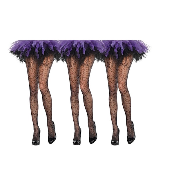 Halloween Mesh Strumpbyxor Set Spindelnät Strumpbyxor 3-Pack