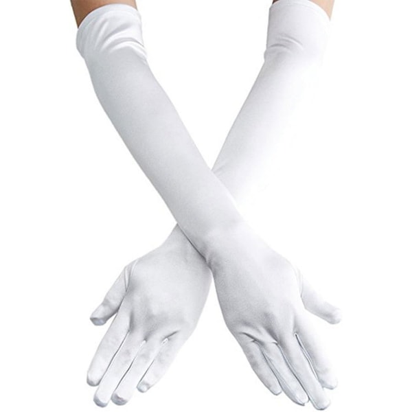 5pcs Long Opera Party Gloves for Women Satin Gloves Costumes Elbow Length Bridal Evening Dress, 20.87 inches