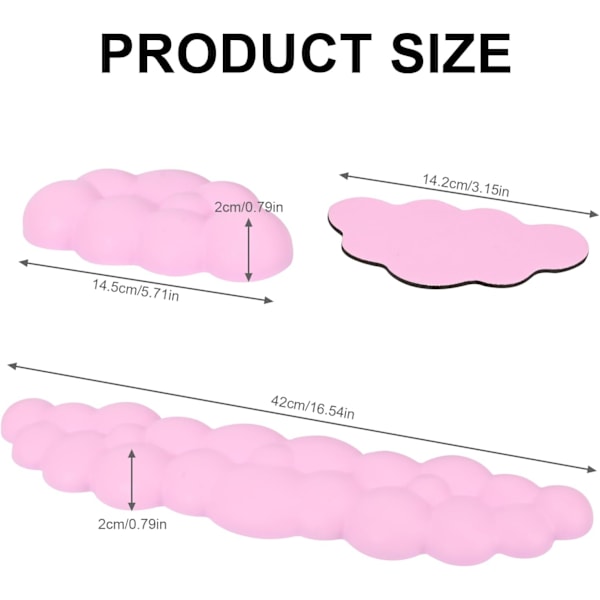 Ergonomiska Halkfria Tangentbords- och Mus-handledsstöd från Pieces, Handledsstöd i Memory Foam för Kontor och Hem, Rosa