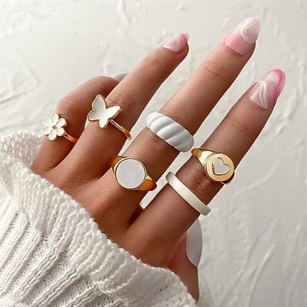 Guld Knuckle Ringe Sæt til Kvinder, Sarte Enkle Trendy Søde Stabelbare Finger Ringe Pakke, Stabling Lagdeling på Tommelfinger og