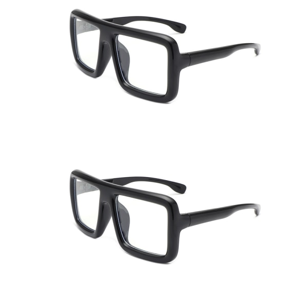 2 Tykk firkantet innfatning klare linsebriller Super overdimensjonerte briller