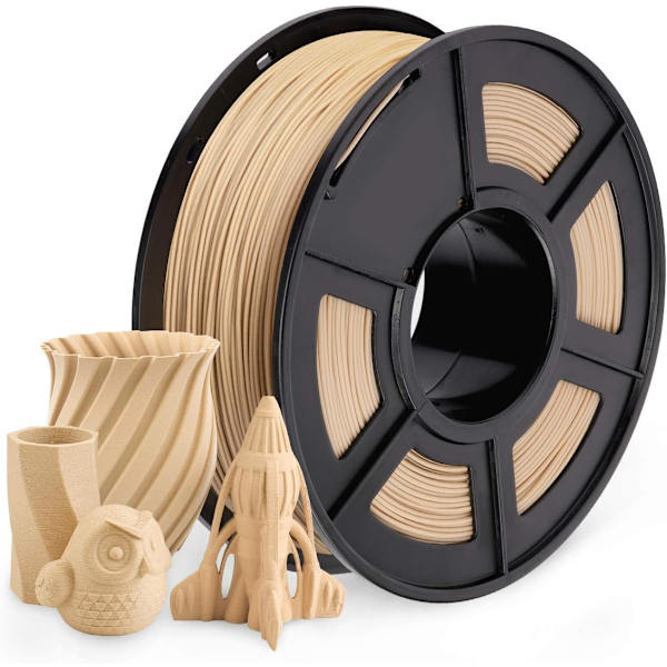 Filament 1,75 mm, ægte træfibre pænt viklet filament, 3D-printer træfilament, Dimensio Wood PLA