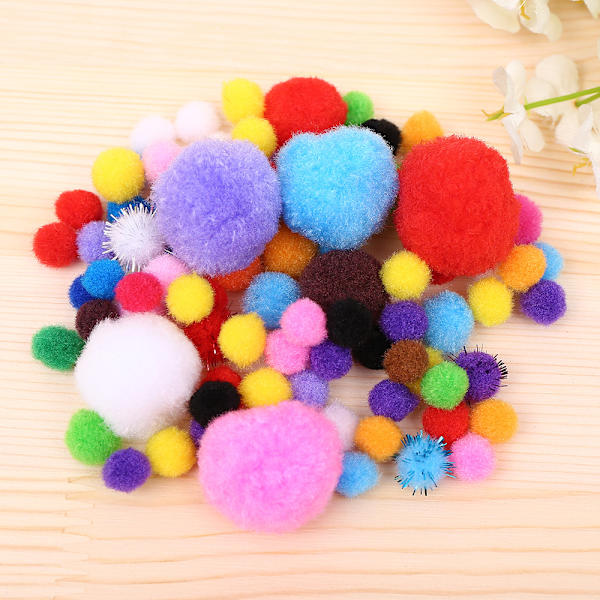 1000 stk. Pom Poms, Multifarvede Pom Poms i Bulk til Kunsthåndværk, Bløde og Fluffy Pom Poms til Håndværk, Assorterede Størrelser Pom Poms, til