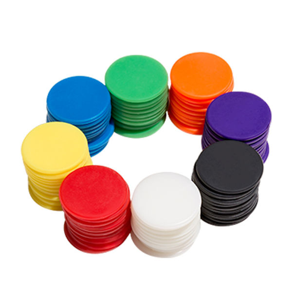 （Tilfeldig farge）400 brikker 25 mm plastpokerbrikker små læring