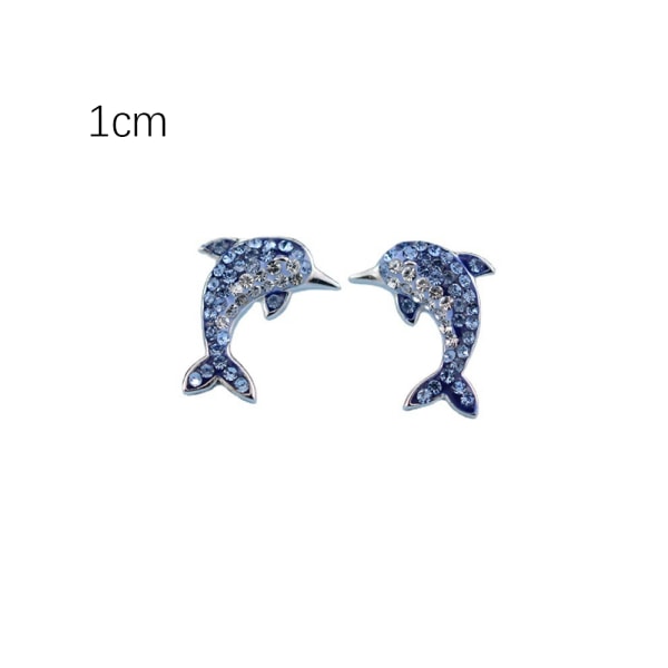 1 Dam Flickor Dolphin Stud, Sterling Silver CZ Zircon Blue Dolphi