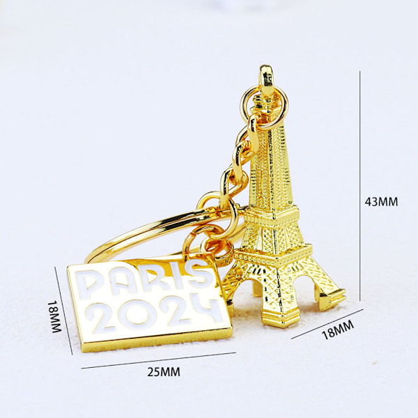 2024 olympialaiset - Eiffel-torni - avaimenperä - matkamuisto - kulta