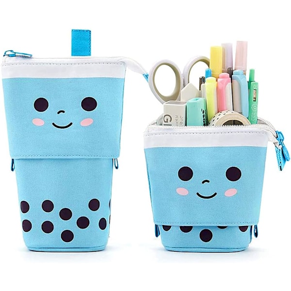 Cute Milk Tea Children's Standing Pencil Box Pop-up Pencil Box Cosmetic Bag Standing Christma