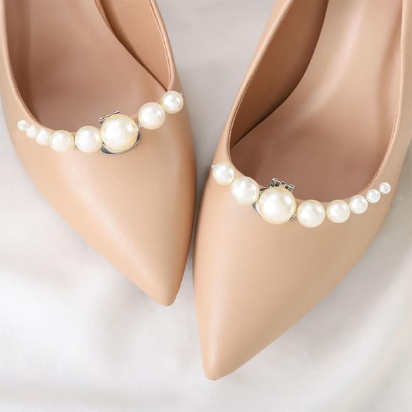 Perle Sko Clips til Pumps 2 Stk Brude Sko Spænder Klips Elegant Bryllupssko Dekoration til Kvinder og Brud