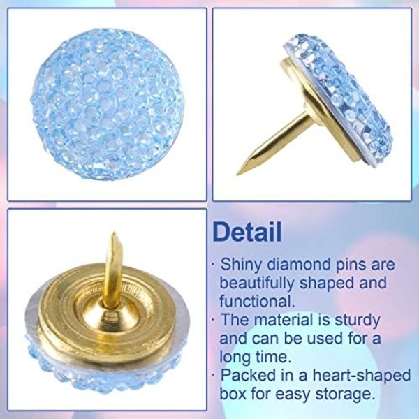 20 kpl Peukalonauloja Koristeet Strassit Jättimäinen Pyöreä Pää Bling Crystal Sparkl Diamand Värikäs Pushpins Upea Korkki Bu