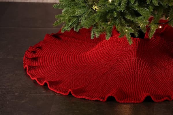 Juletræsskørt, håndstrikket stil træskørt til jul