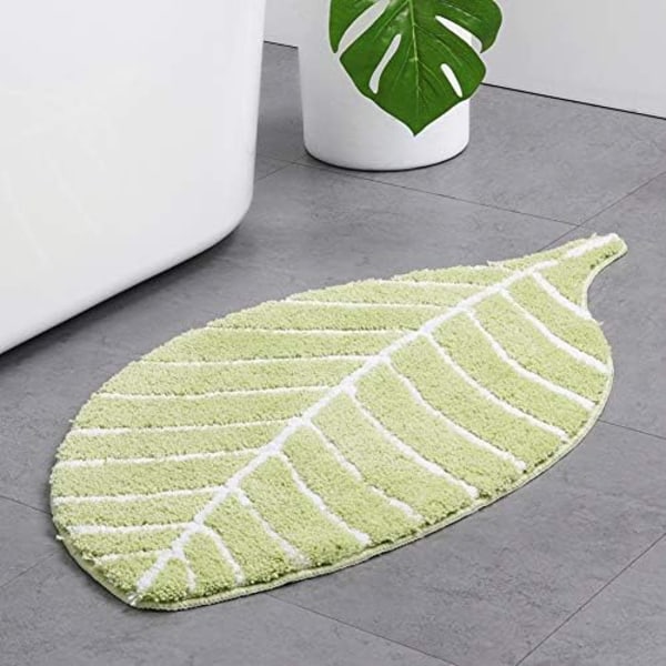 Grønn blad baderomsteppe Søt dørmatte for barn - Mikrofiber absorberende baderomstepper - Dørmatte teppe gulvmatte, Le