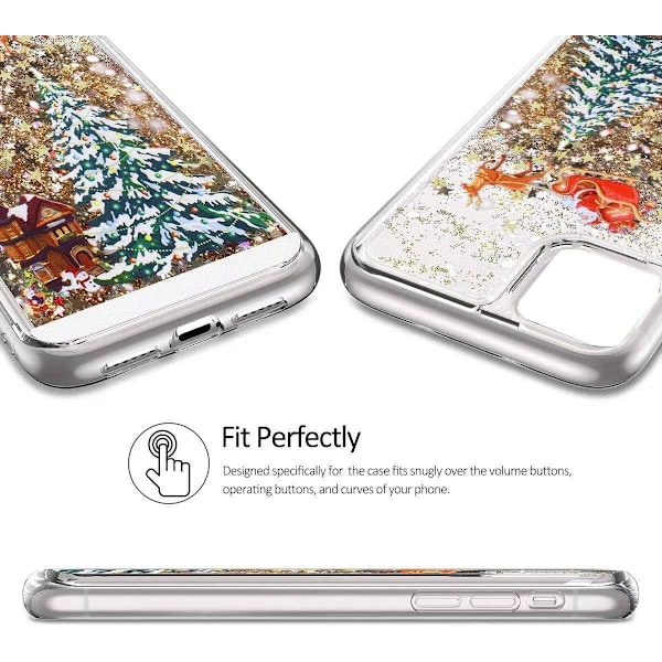 iPhone 16 Pro Max -kotelo iPhone 16 Pro Max Joulupuhelin Kotelo Glitter Sparkle Liquid Floating Kotelo Iskun Kestävä Selkeä Pehmeä