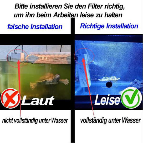 Ultra stille 4 i 1 akvarie indvendige filter, Multifunktion akvarie filter, 500-1800 l/h, Med 2 fil