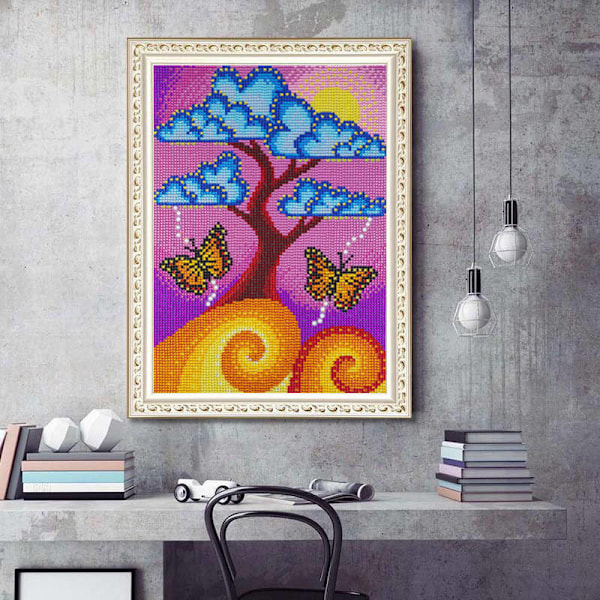 (30x40cm) Specielt magisk træ krystal diamantmaleri 12X16 i