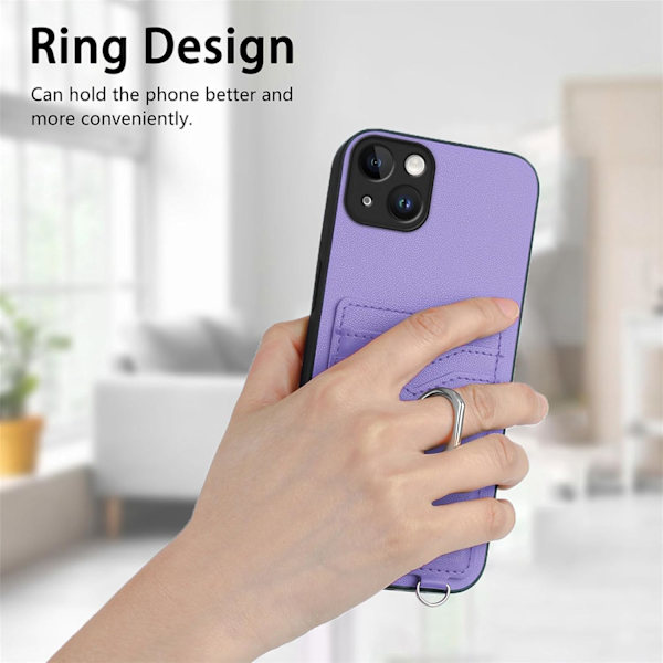 iPhone 16 Pro -kotelo korttipaikalla ja renkaalla, naisille, irrotettavalla olkahihnall