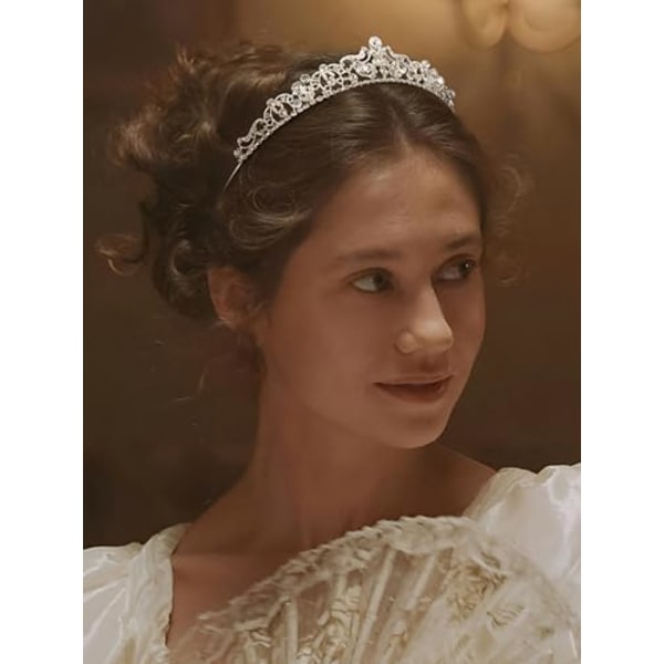 Bryllupstiaras og kroner, Rhinestone brudekrone prinsesse tiara hodeplagg for kvinner og blomsterjenter, Bridgerton hårtilbehør for bursdagsball