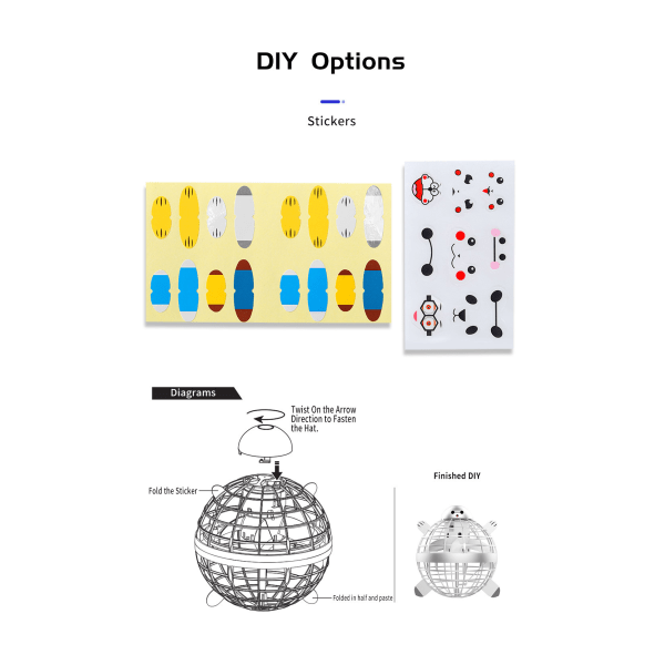 Blå Drøm Flyvende Spinner Boule Volante Lumineuse Magique Mini