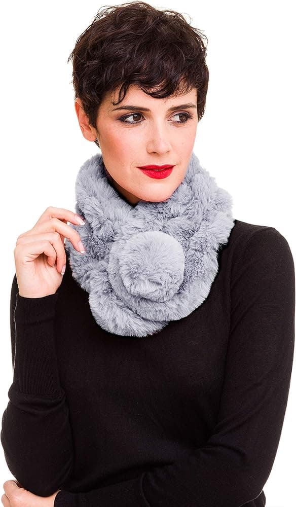 Dam Scarf med Pälskrage, Konstpäls