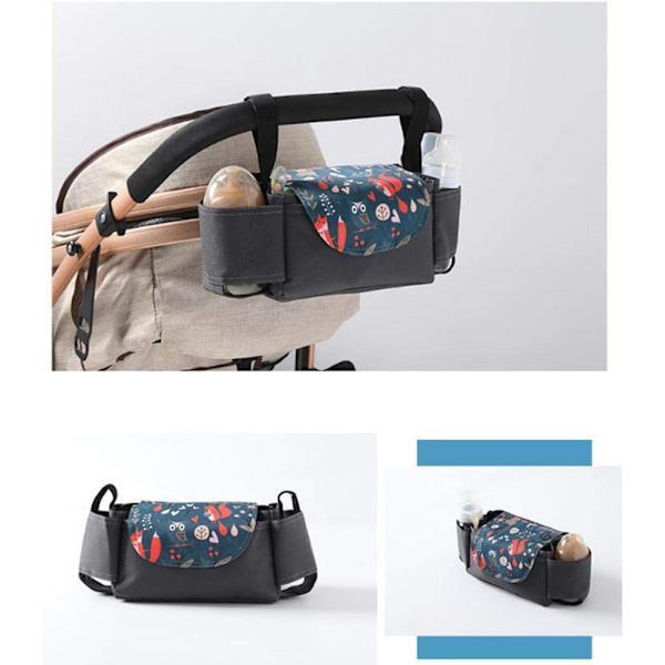 (Svart) Universal Baby Stroller Oppbevaringspose - Stor Lagringskapasitet