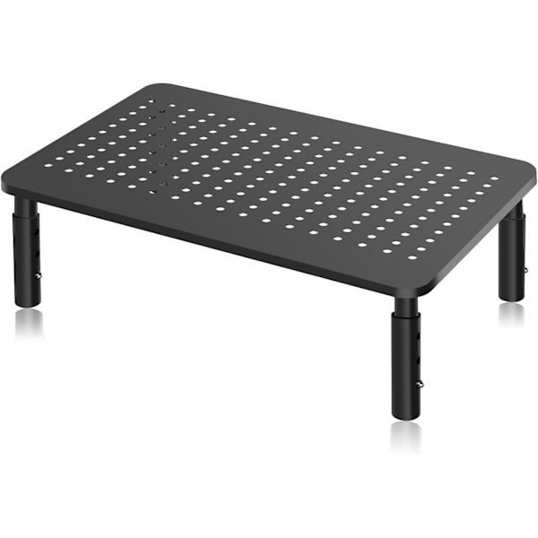 Skærmholder (370x235mm), Skærmforhøjer til Skrivebord med Ventileret Metalplatform, 3 Justerbare Højder, til Laptop, Printer, Projektor, Printer