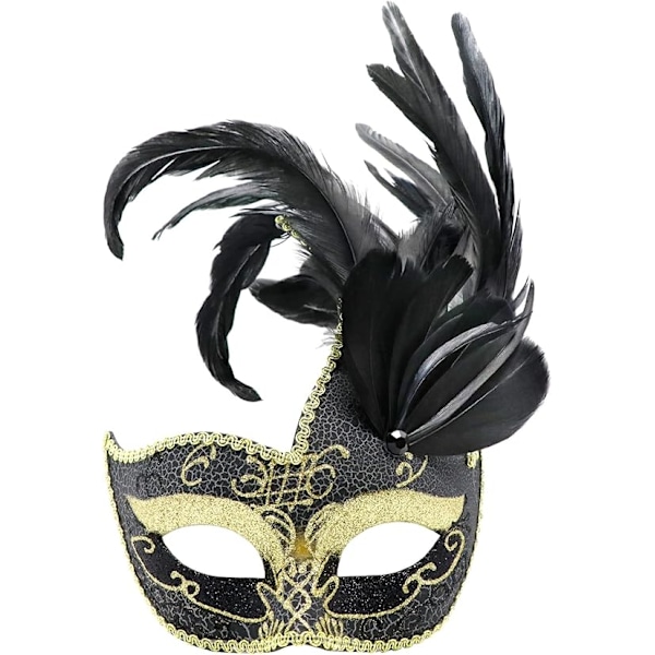 Fjäder Maskeradmask för Kvinnor Venetiansk Festmask Mardi Gras Masker Prinsessa Maskerad Mask Halloween Kostym Mask
