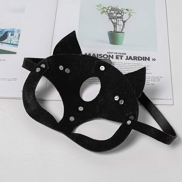 Cosplay-mask för Halloween-fest, dansfest, sexig damhalvmask i läder