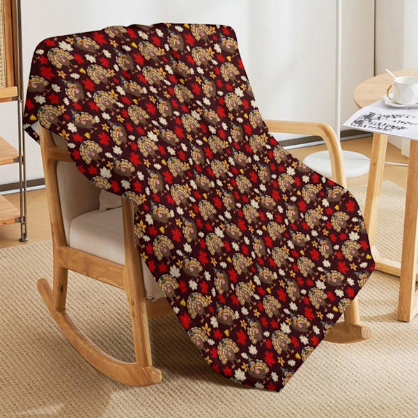 Kasttæppe Thanksgiving Tyrkiet Blad Tæppe til Voksen Barn Blødt Hyggeligt Varmt Fluffy Flannel Sengtæppe til Stol Sofa S