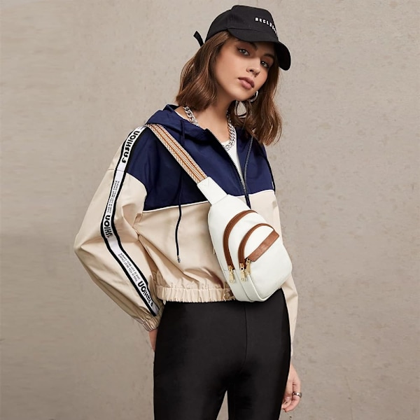 Beige liten axelväska för kvinnor, läder, crossbody, midjeväska, bröstväska för resor