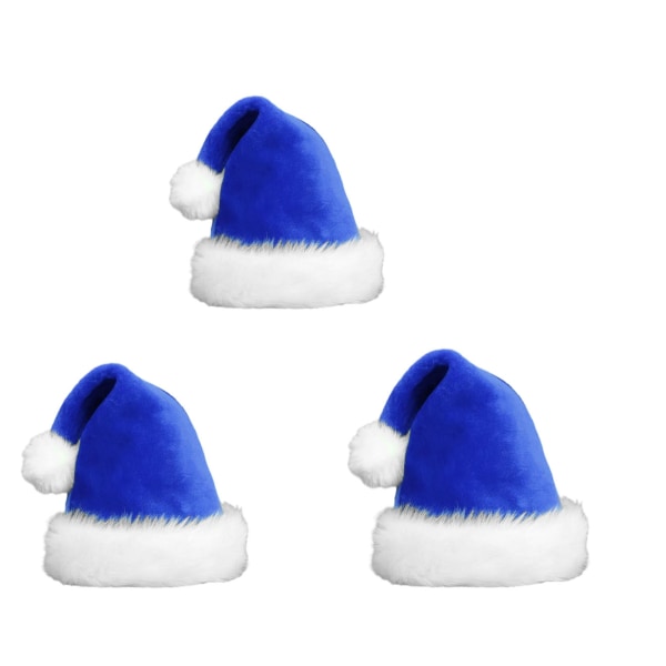 (3 kpl sinistä) Joulupukin hattu, mukava samettipukki