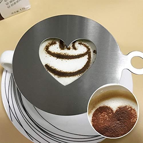 8,3x10,3cm 2 stk Rustfrit Stål Kaffe Stenciler Cappuccino Kaffe Stenciler Hjerte Stjerne Form Strew Pad Duster Spray til