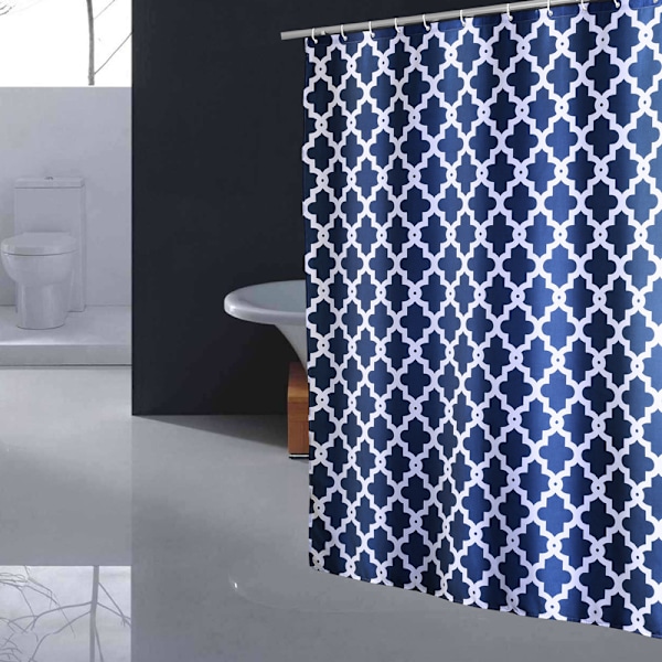Blå Trellis Bruseforhæng Polyester Stof Badeforhæng Skimmel & Mug Resistent W 180 x 180cm