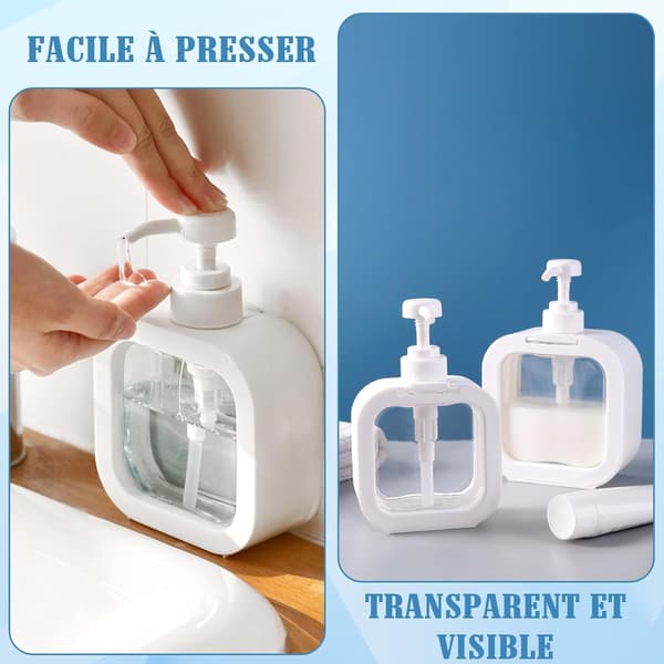 2-pak sæbedispenser, 300 ml tom pumpeflaske, flydende sæbedispenser, showergeldispenser, opvaskemiddeldispenser til bad, køkken