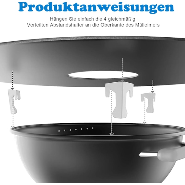 Set med 4 universella distanser i rostfritt stål för eldstäder, brasor och klotgrillar, hälltillbehör