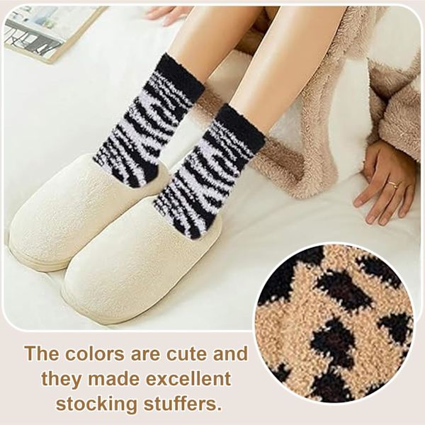 6 Par Koselige Myke Fuzzy Fluffy Varme Vinter Fleece Sovesko Strømpebukser for Kvinner